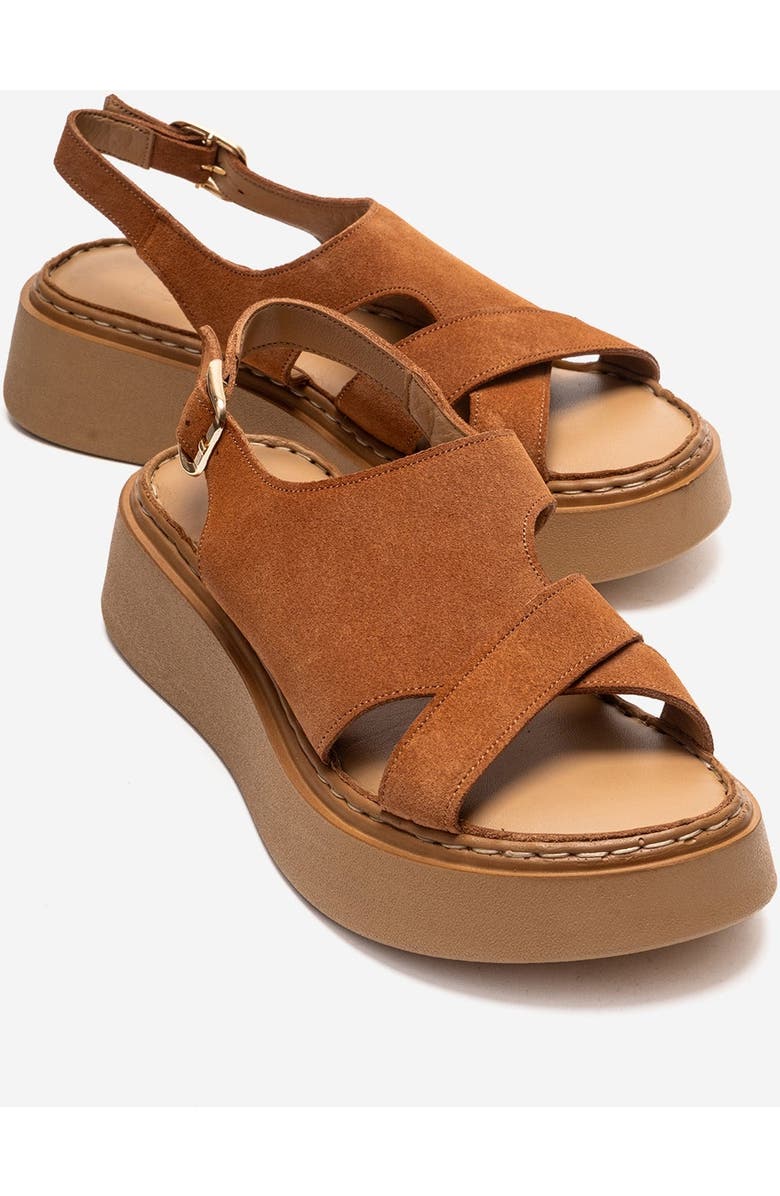Forever & Always Shoes Vien Leather Platform Sandal, Main, color, Cognac Suede