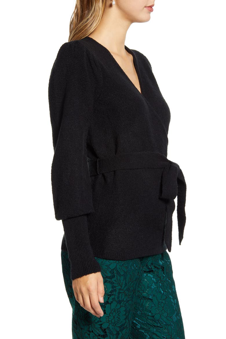 Wrap Cardigan, Alternate, color, BLACK