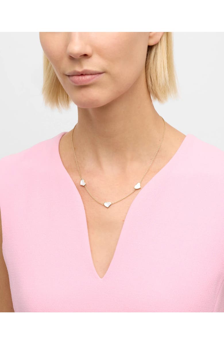 Jan Leslie Triple Station Heart 20" Necklace Set In Sterling Silver With 18K Gold Overlay, Alternate, color, White