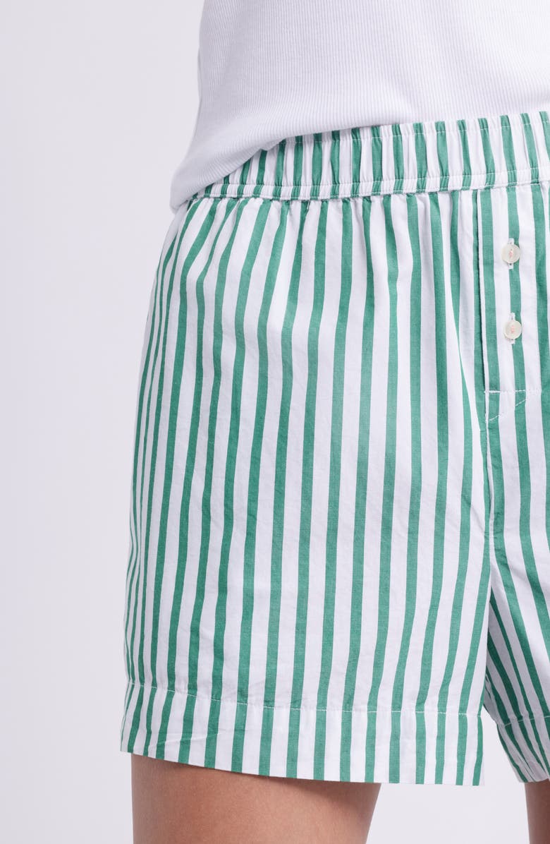 Open Edit Oversize Boyfriend Boxer Shorts, Alternate, color, Green Bar Stripe