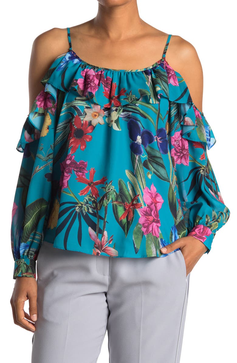 Parker Cold Shoulder Ruffle Popover Top, Main, color, 
