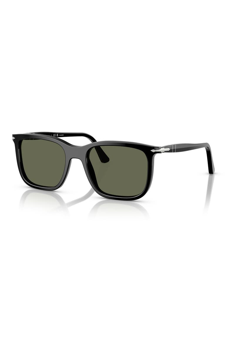 56mm Polarized Rectangular Sunglasses, Alternate, color, BLACK