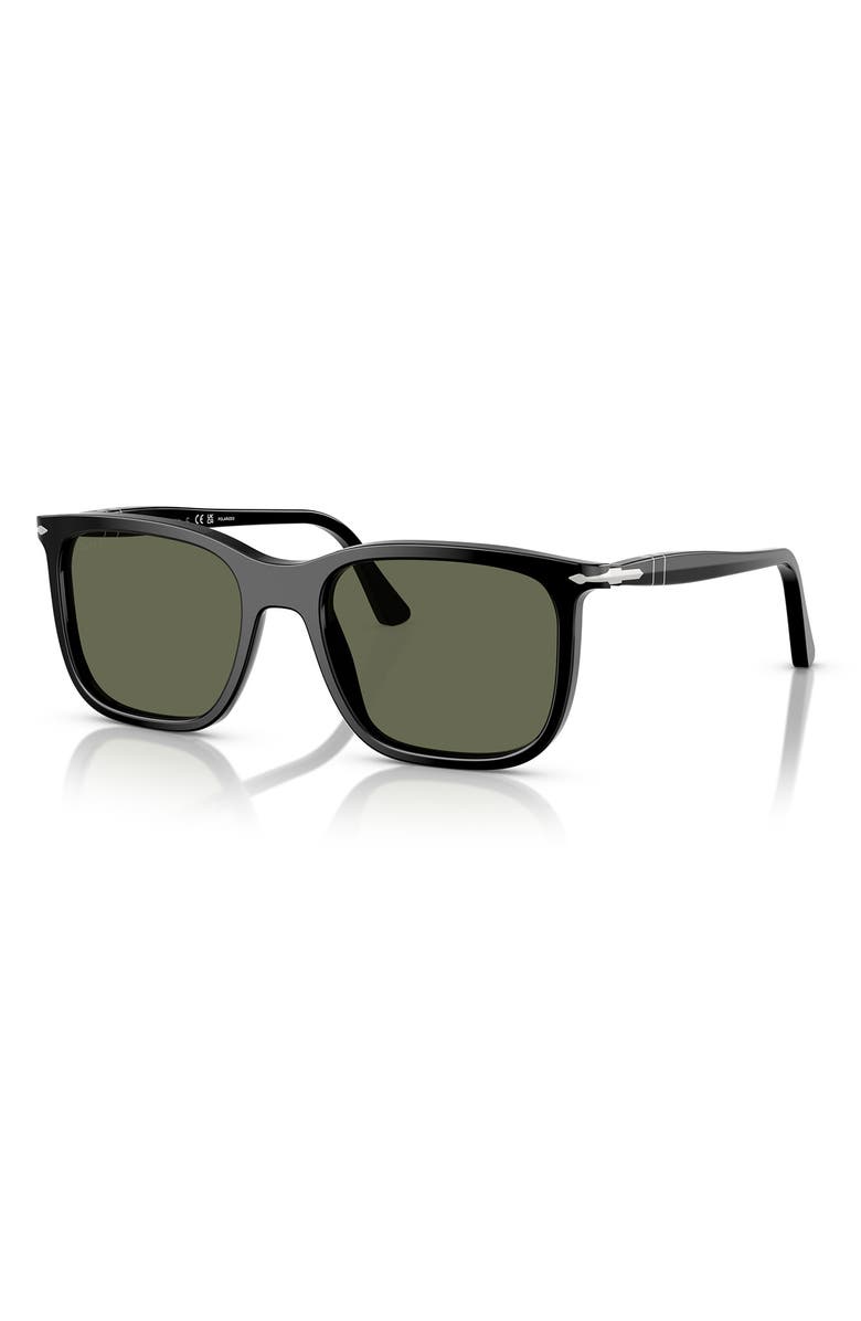 Persol 56mm Polarized Rectangular Sunglasses, Alternate, color, Black