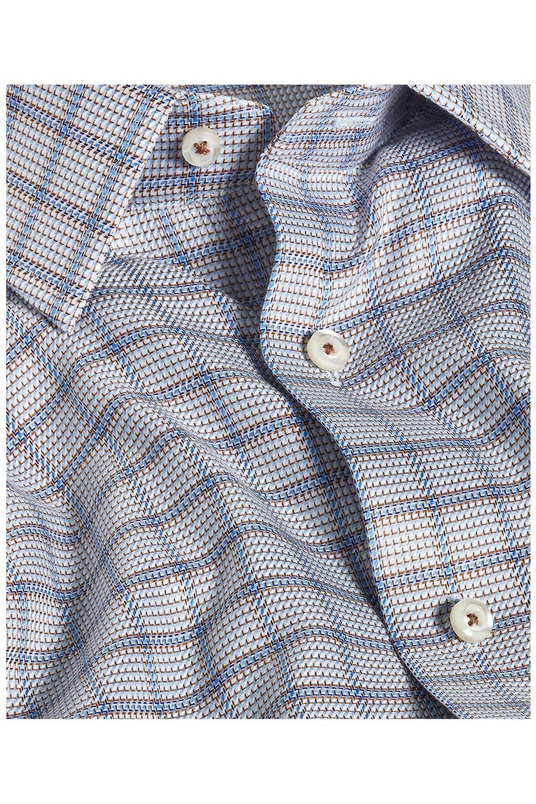 Trim Fit Textured Windowpane Shirt, Alternate, color, CHOCOLATE/ BLUE