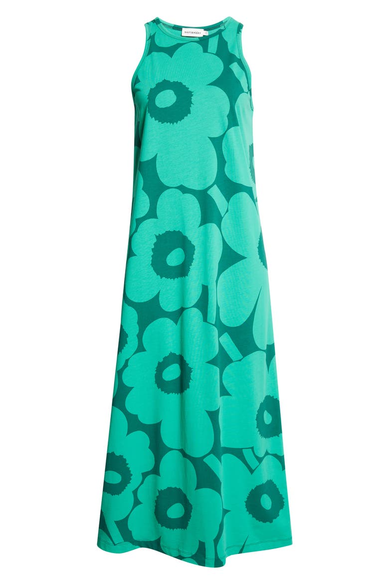 Erilainen Unikko Cotton Jersey Tank Dress, Alternate, color, GREEN DARK GREEN