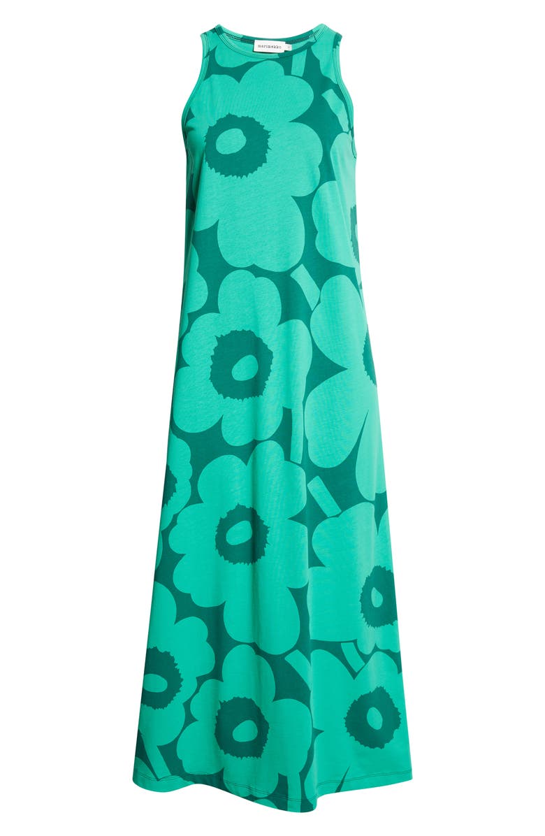 Marimekko Erilainen Unikko Cotton Jersey Tank Dress, Main, color, Green Dark Green