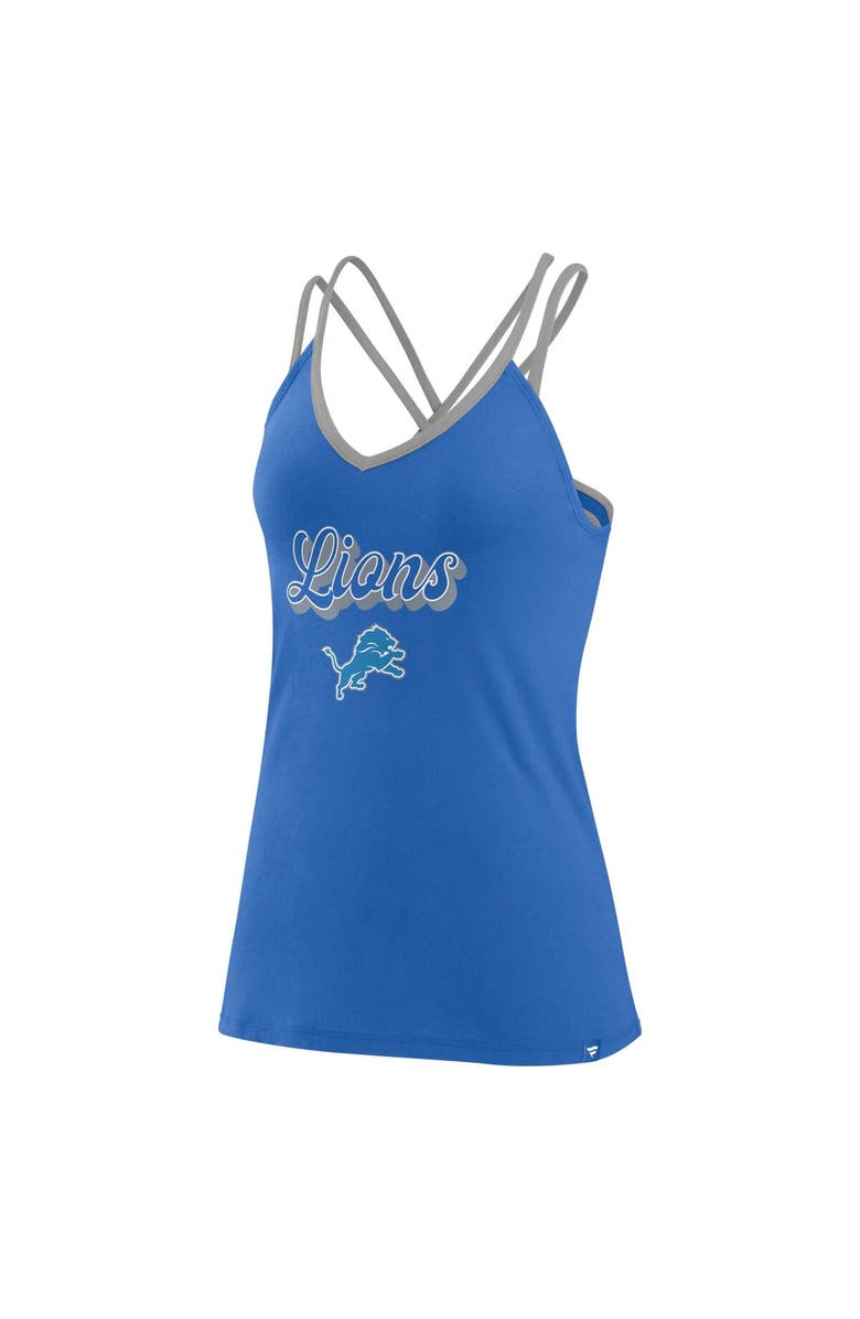 FANATICS Women's Fanatics Branded Blue Detroit Lions Go For It Strappy Crossback Tank Top, Alternate, color, 