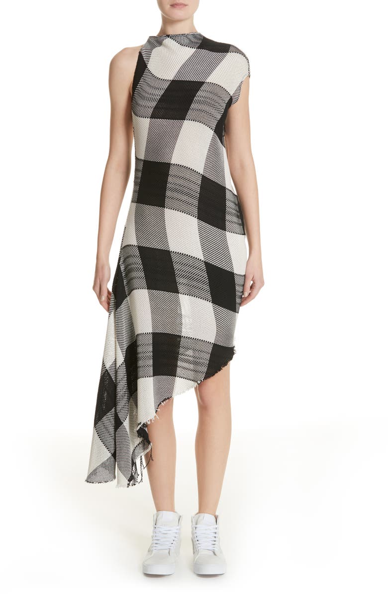 Marques’Almeida Marques'Almeida Asymmetrical Gingham Sheath Dress, Main, color, 