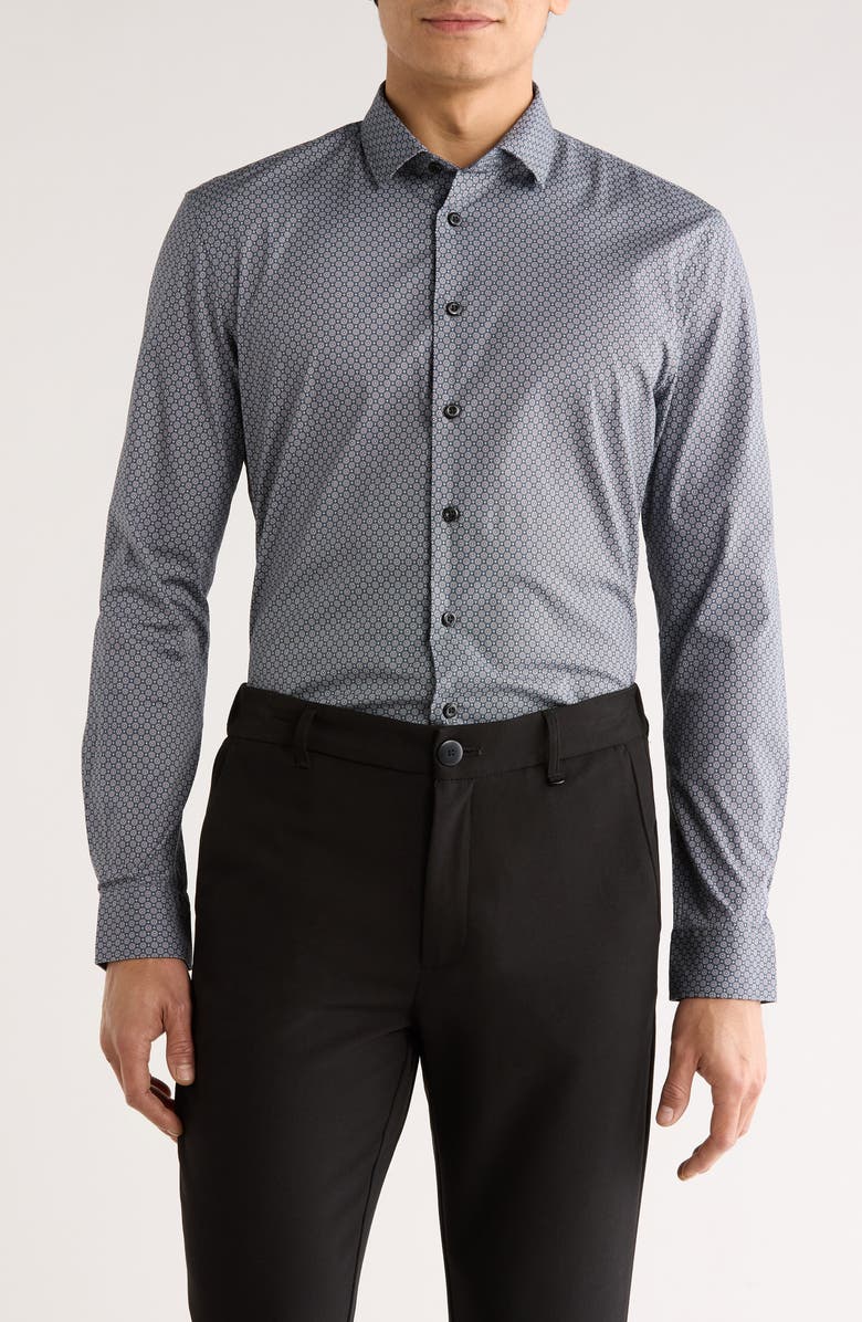 SOUL OF LONDON Stretch Cotton Sport Shirt, Main, color, Navy/ Marine