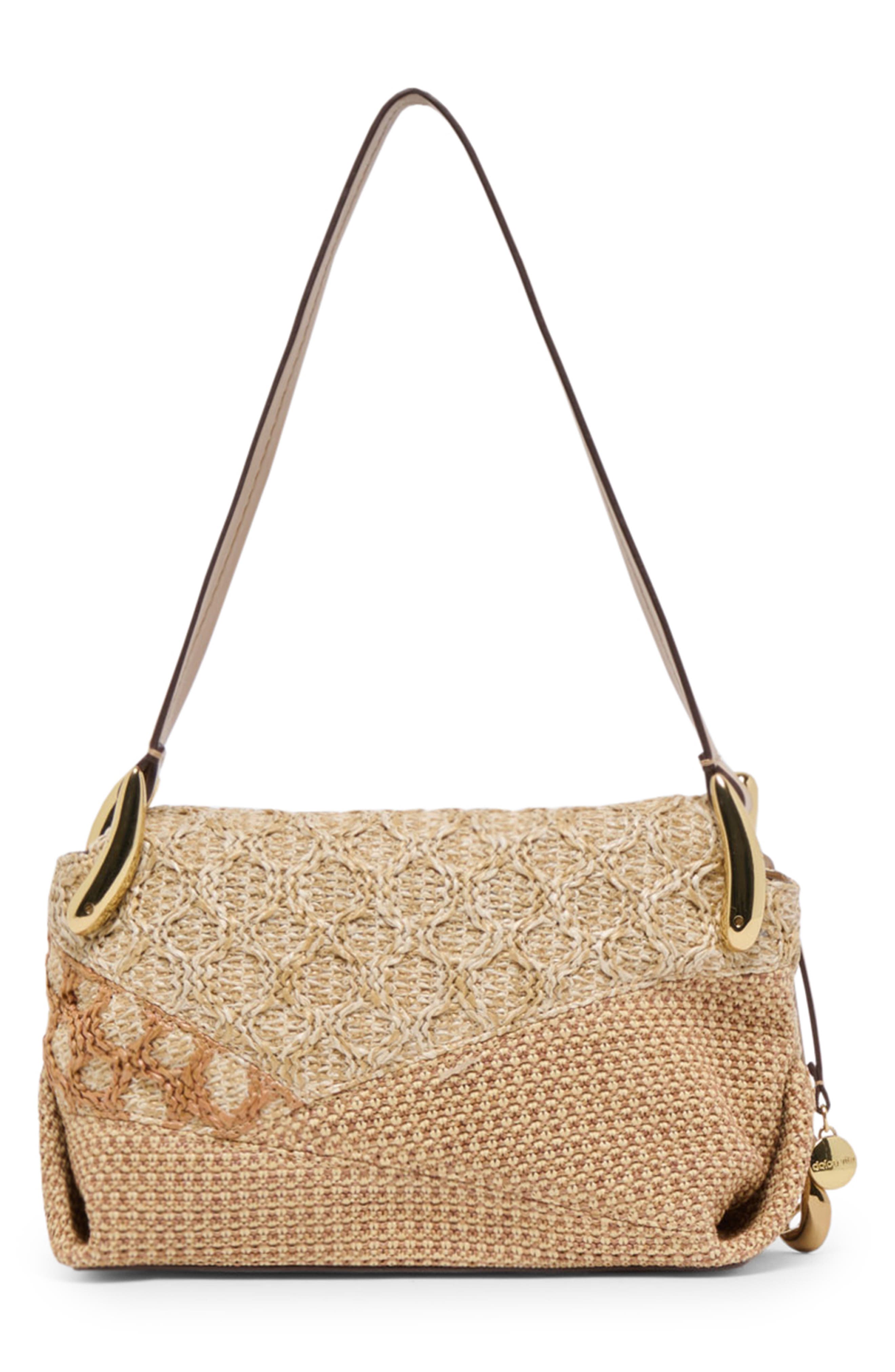 Dolce Vita Matilda Patchwork Raffia Shoulder Bag, Alternate, color, 