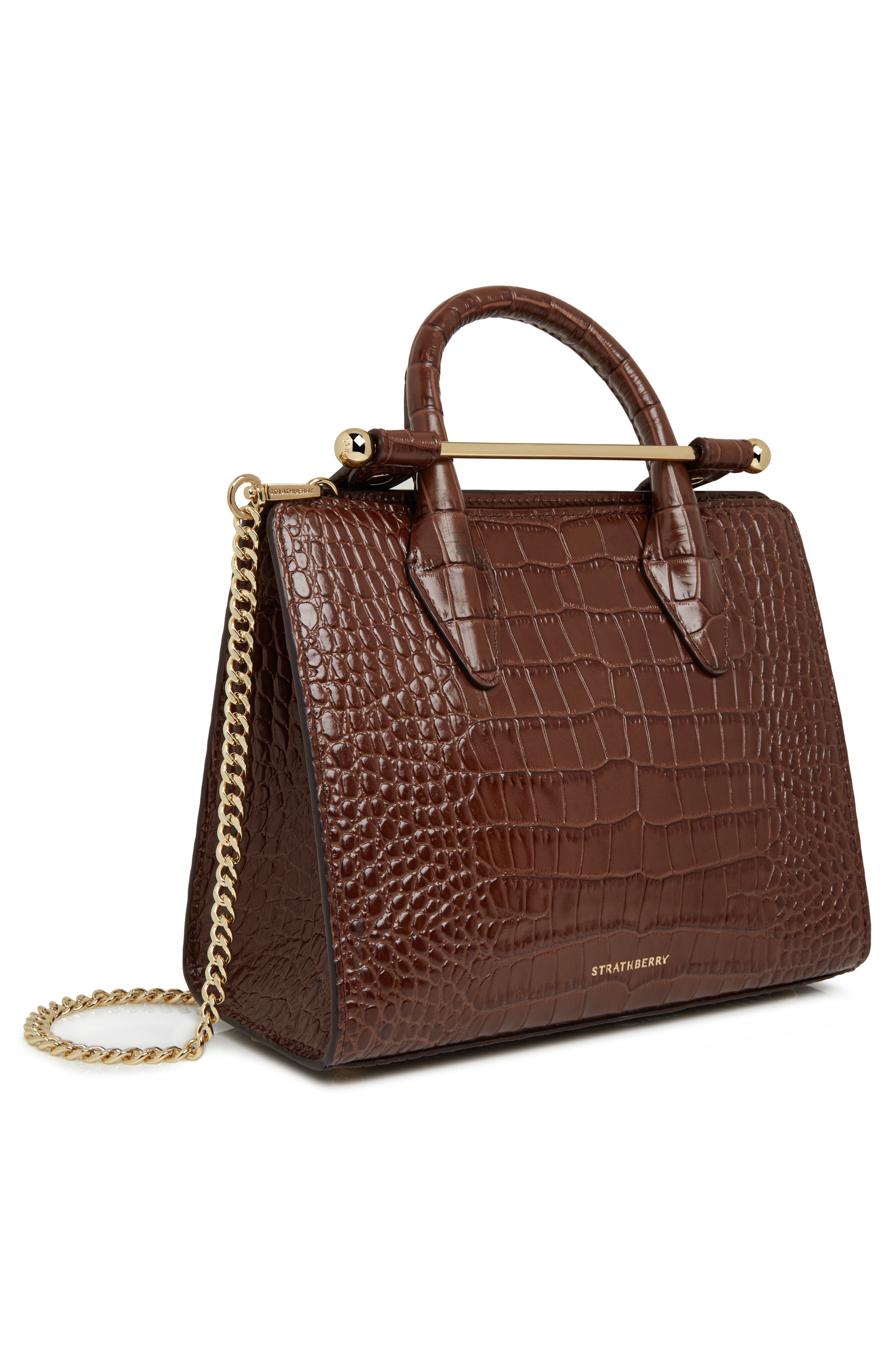 Strathberry Mini Croc Embossed Leather Tote, Alternate, color, 
