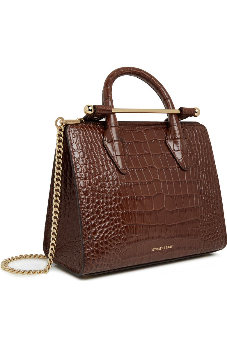 Strathberry Mini Croc Embossed Leather Tote, Alternate, color,