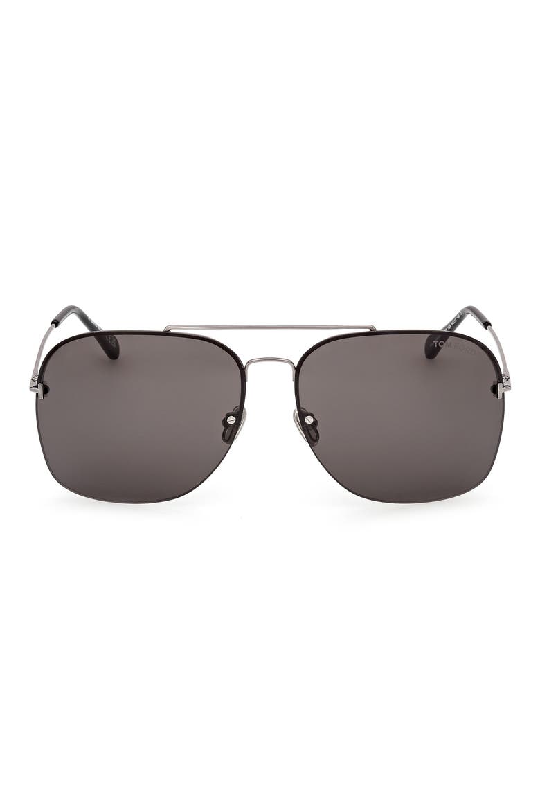 Mackenzie 64mm Oversize Pilot Sunglasses, Main, color, SHINY PALLADIUM / SMOKE