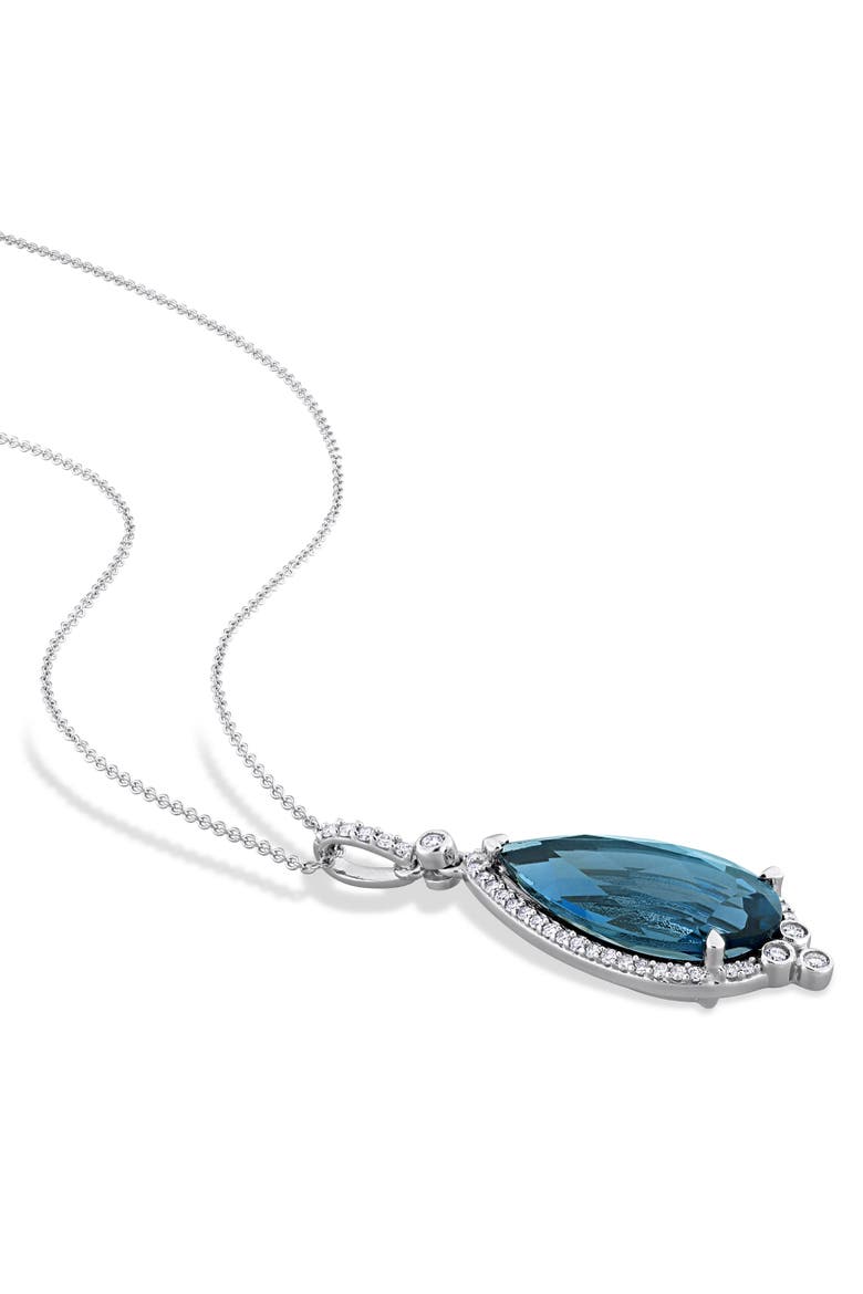 Blue Topaz & Diamond Teardrop Necklace 10k, Alternate, color, Blue Topaz