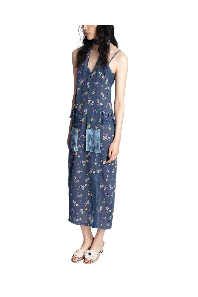 Night Blooming Chiffon Slip Dress, Alternate, color, INDIGO MULTI