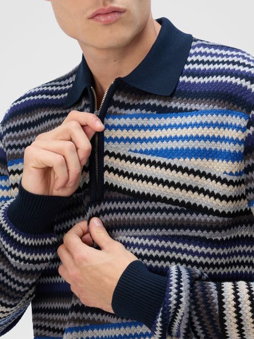 Missoni Long Sleeve Polo With Zip And Striped Zigzag Pattern In Multi