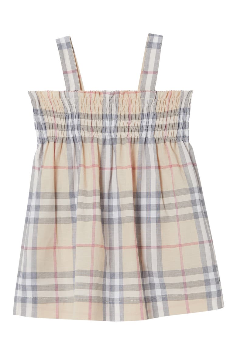 Smocked Dress, Alternate, color, PALE STONE CHECK