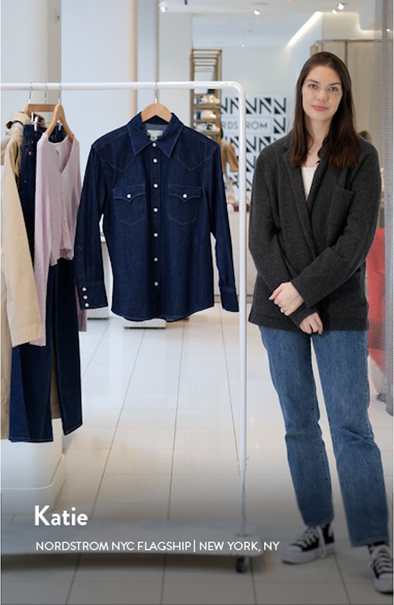 Oversize Western Organic Cotton Blend Denim Snap-Up Shirt, sales video thumbnail