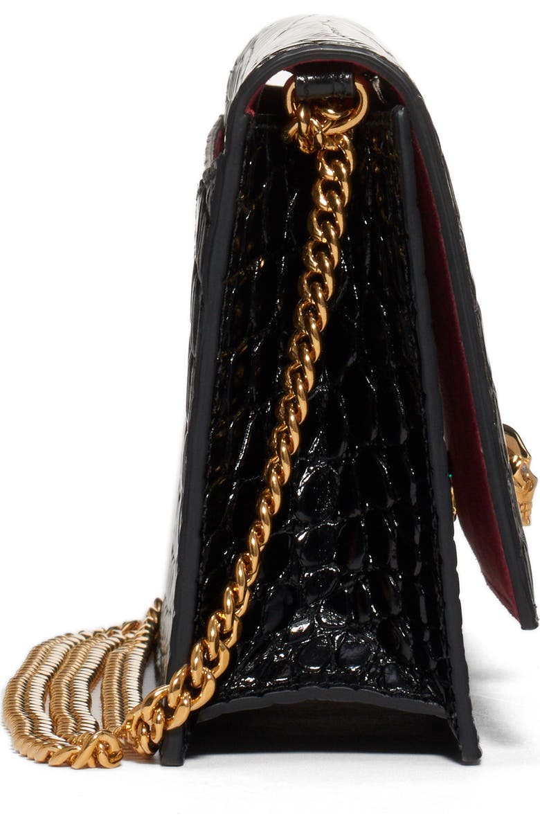 McQueen Alexander McQueen Skull Croc Embossed Leather Shoulder Bag, Alternate, color,