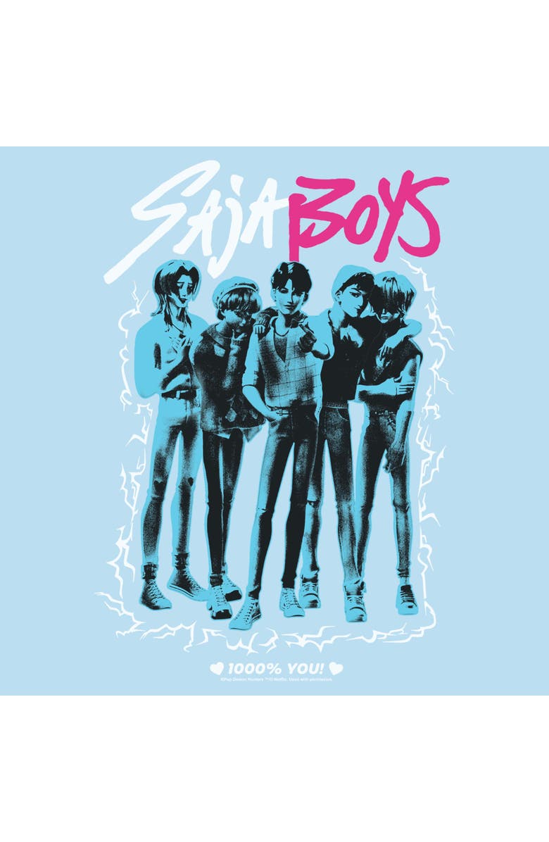 KPop Demon Hunters Men's KPop Demon Hunters Saja Boys Portrait  Graphic T-Shirt, Alternate, color, Light Blue
