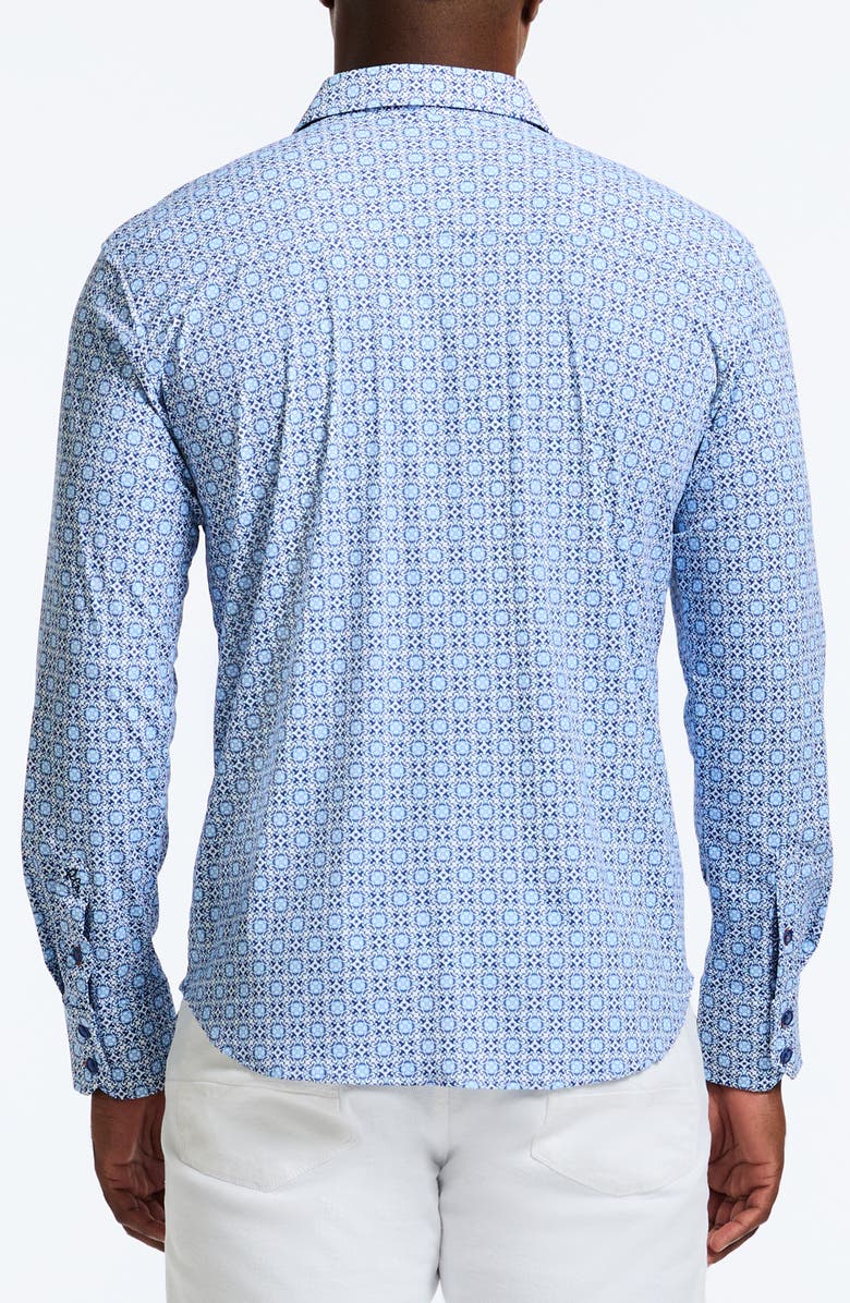 Robert Graham Caspian Classic Fit Foulard Print Knit Button-Up Shirt, Alternate, color, Blue
