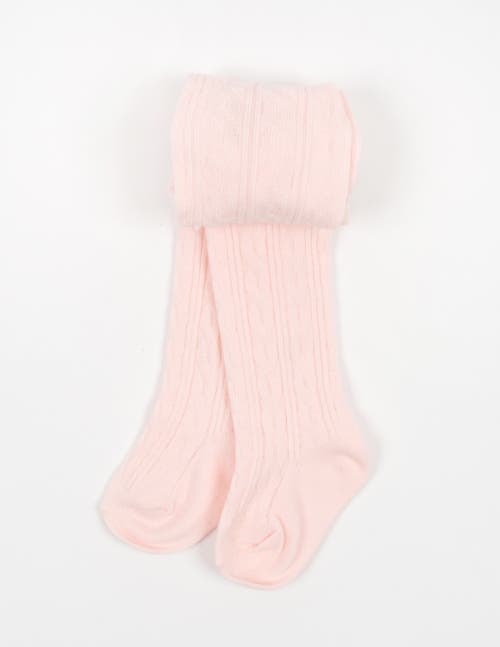 Leveret Girls Cable Knit Tights, Cotton Blend In Pink