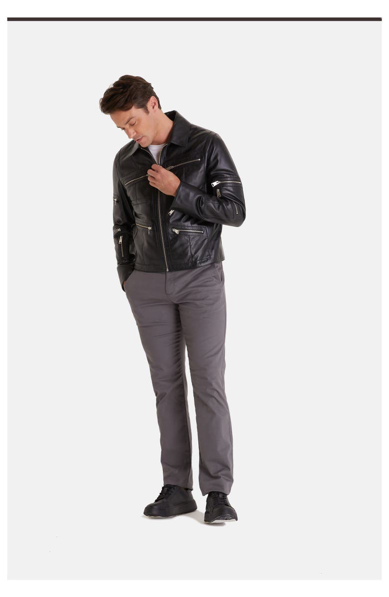 Furniq UK Randall Leather Jacket, Alternate, color, Black