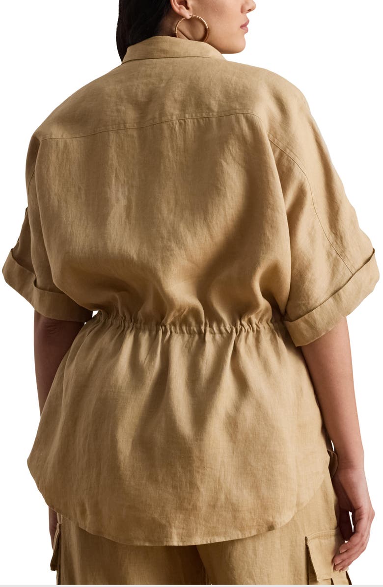 Lauren Ralph Lauren Short Sleeve Linen Tunic, Alternate, color, Birch Beige