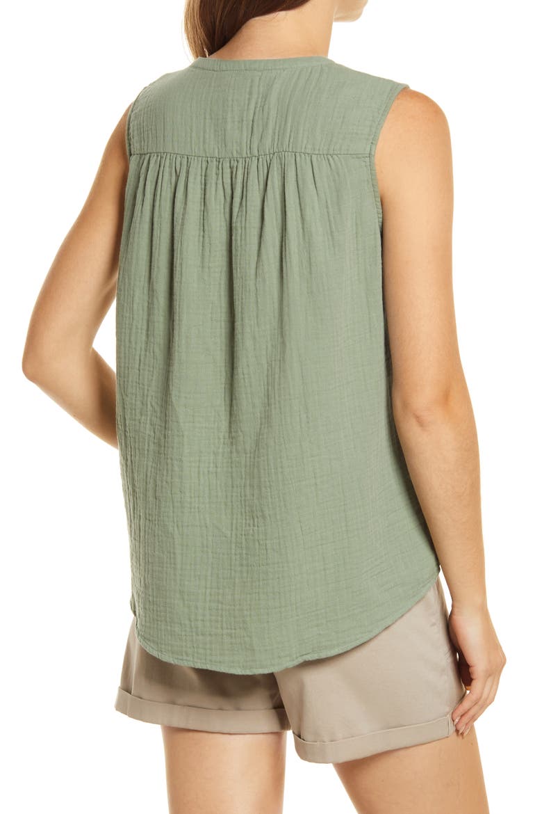 Gathered A-Line Tank, Alternate, color, GREEN DUNE