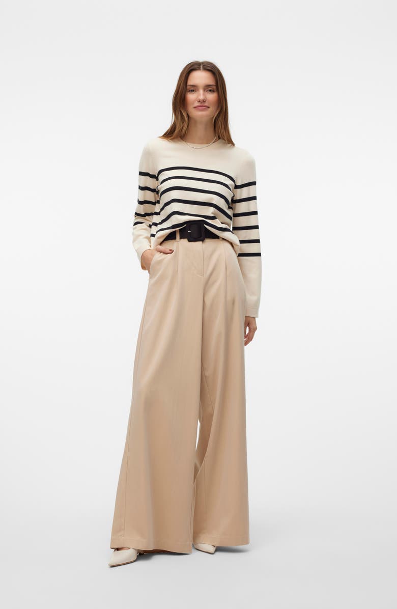 VERO MODA Saba Stripe Sweater, Alternate, color, Birch Stripes Black