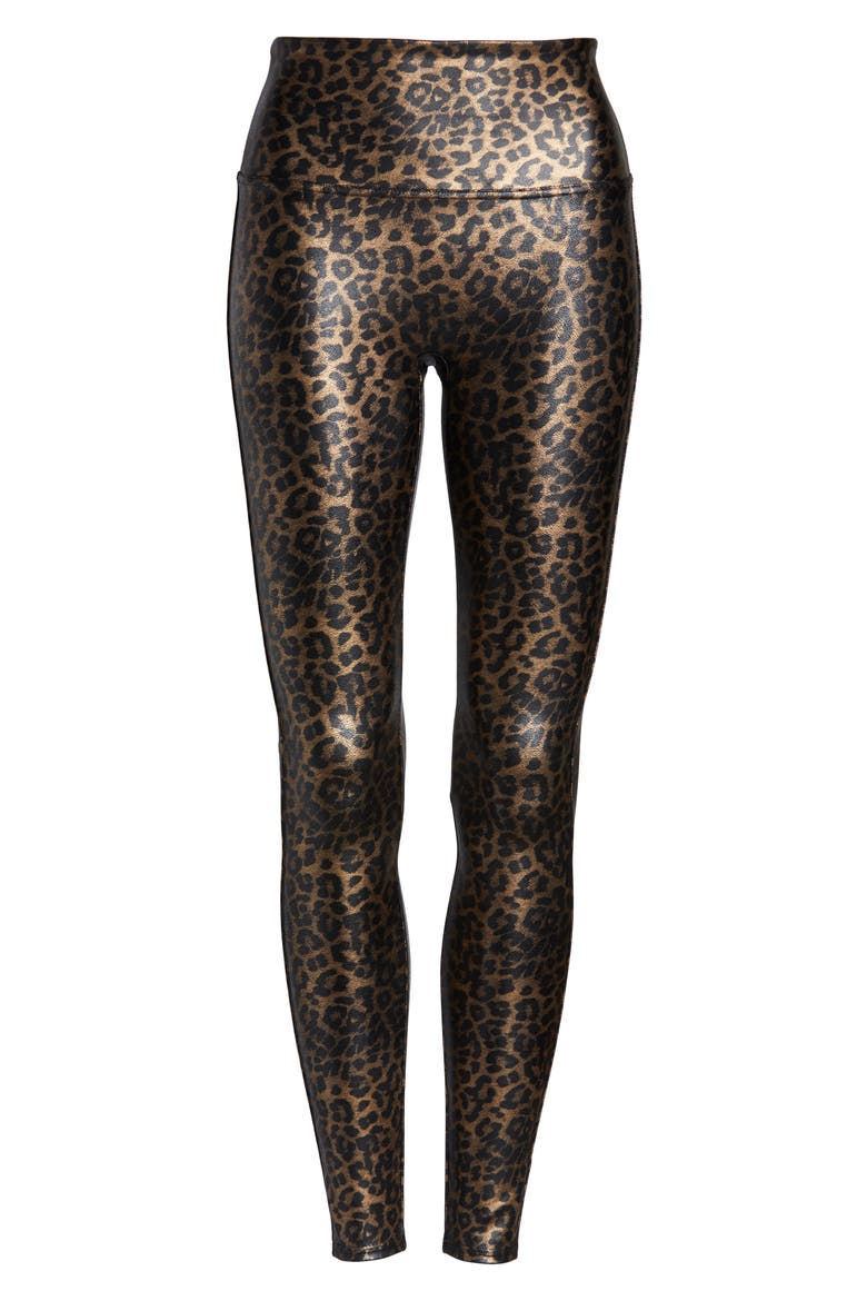 Leopard Print Faux Leather Leggings (, Alternate, color, LEOPARD SHINE