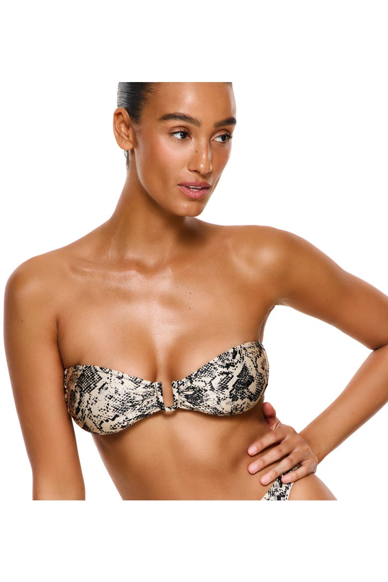 Silky Python Bandeau Bikini Top Swimsuit, Alternate, color, Black-Snake