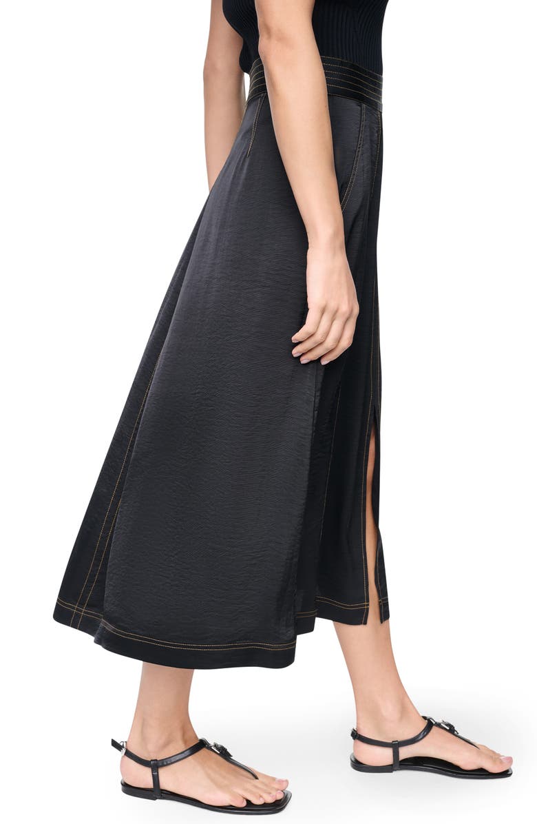 DKNY SPORTSWEAR Satin Midi Skirt, Alternate, color, Black