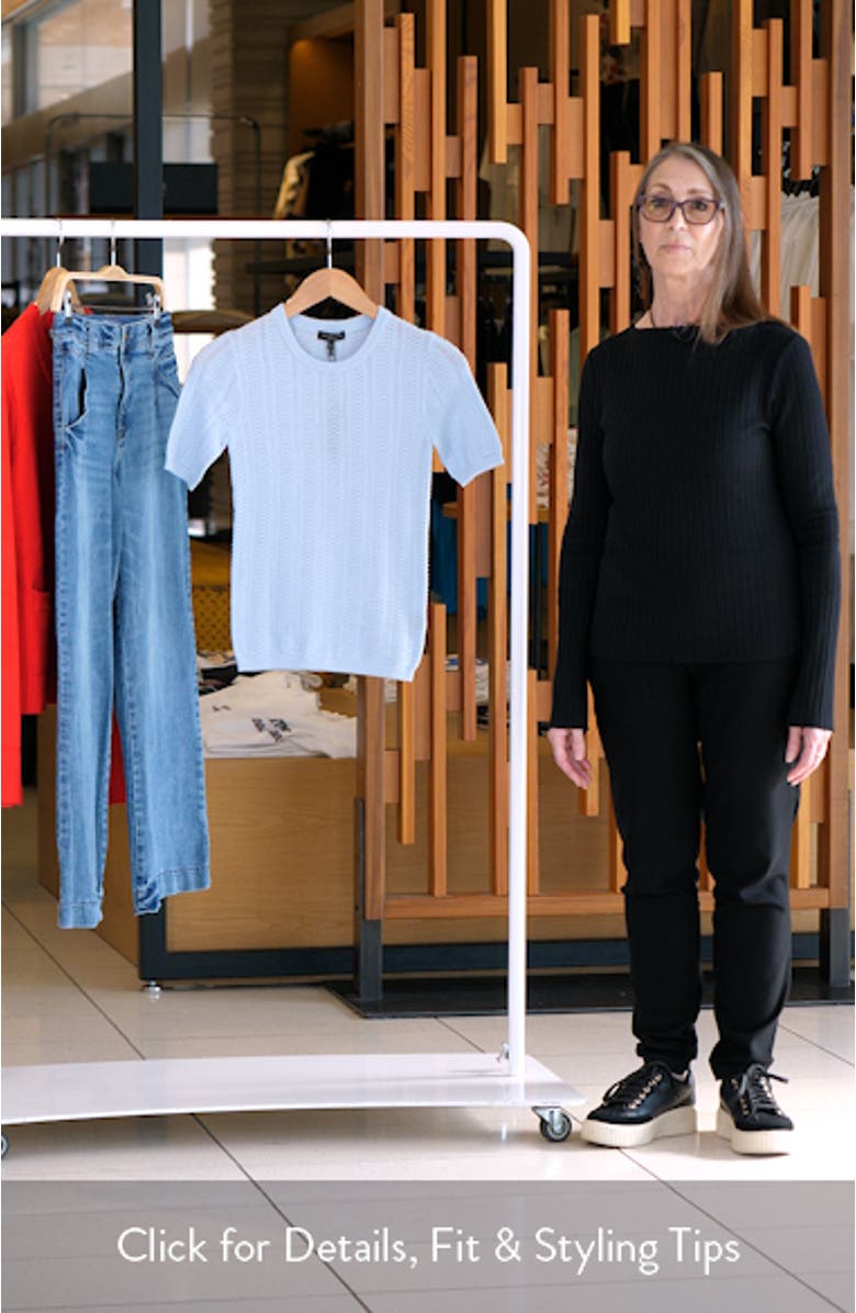 Francesca Pointelle Short Sleeve Merino Wool Sweater, sales video thumbnail