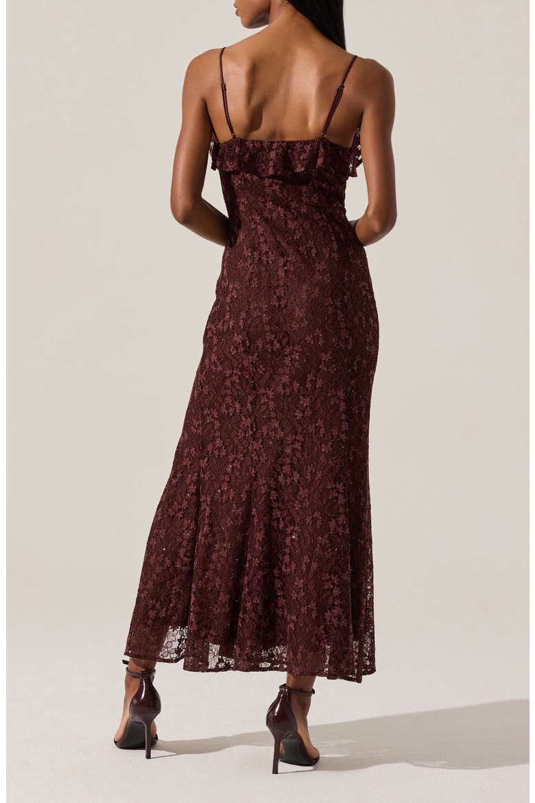 Leonie Lace & Sequin A-Line Dress, Alternate, color, WINE BROWN