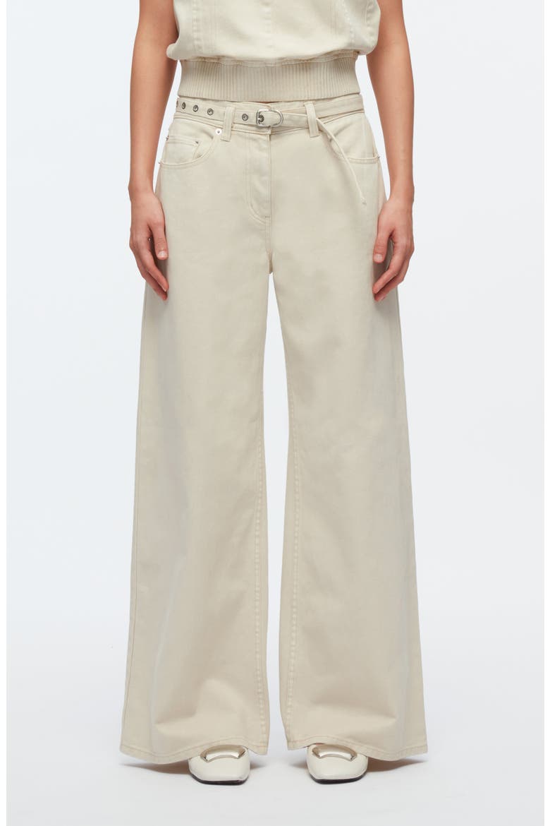 Belted High Waist Wide Leg Jeans, Main, color, ECRU