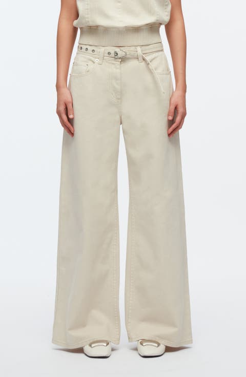 Belted High Waist Wide Leg Jeans