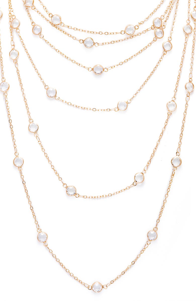 SAACHI Crystal Layered Necklace, Alternate, color, Gold