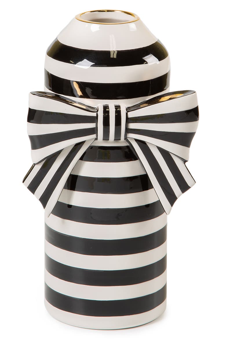 Courtly Bow Vase, Main, color, BLACK/ WHITE