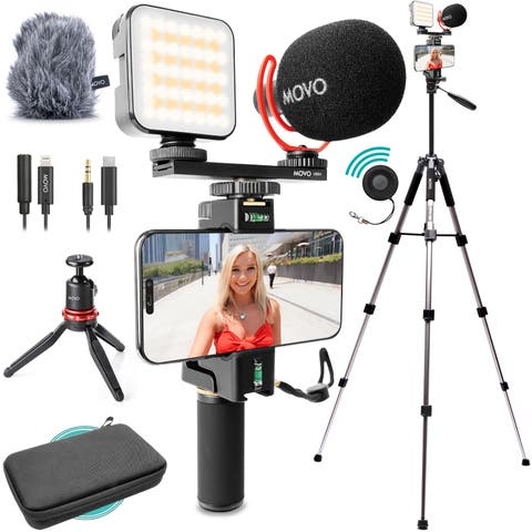 iVlogger-PRO+MV-T5 Vlogging Kit for iPhone/Android Smartphones with Mic, Light, Tripod, and More