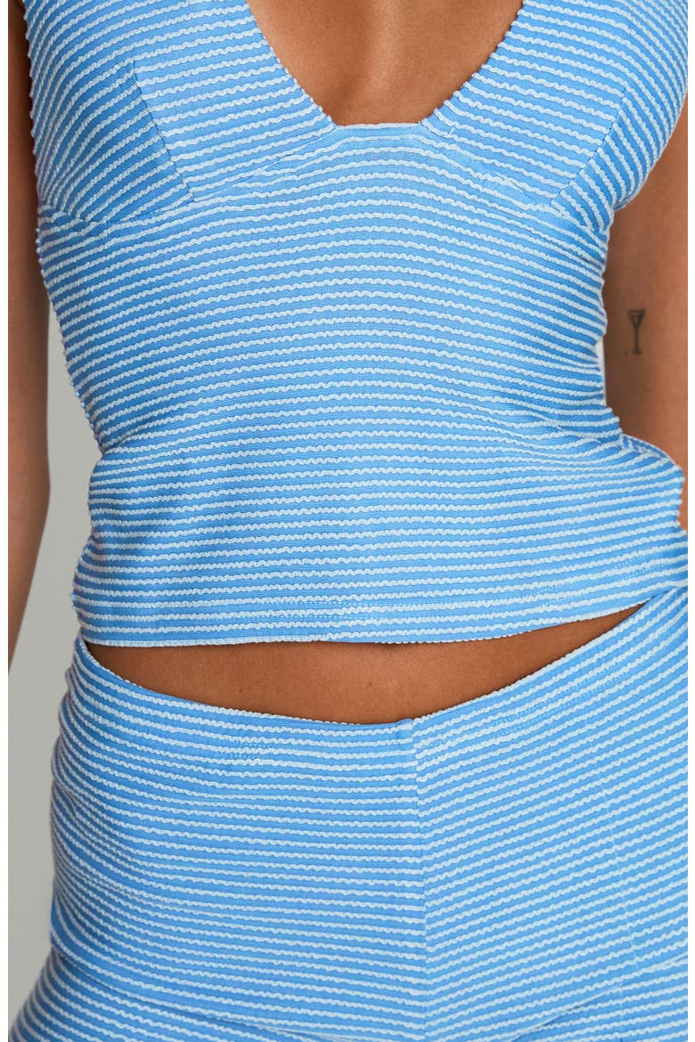 Sonora Stripe Halter Crop Top & Shorts Set, Alternate, color, BLUE