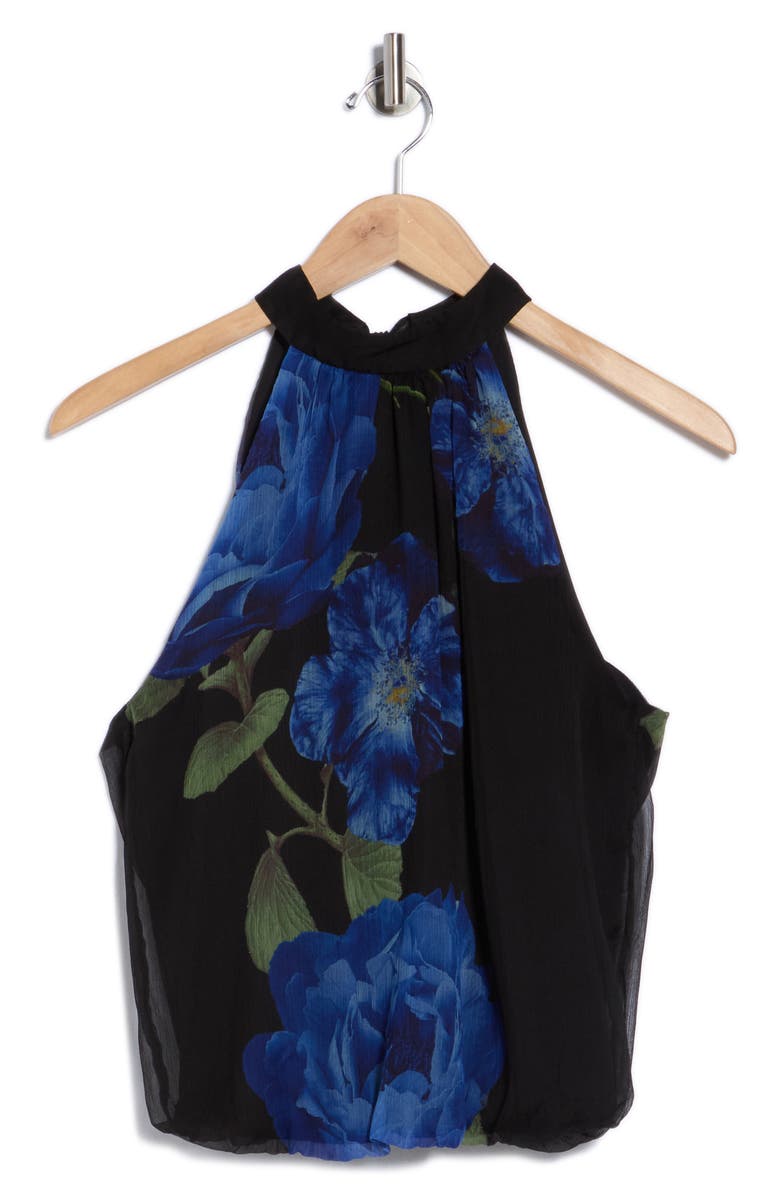 Alice + Olivia Maris Floral Gathered Halter Neck Top, Alternate, color, Los Love