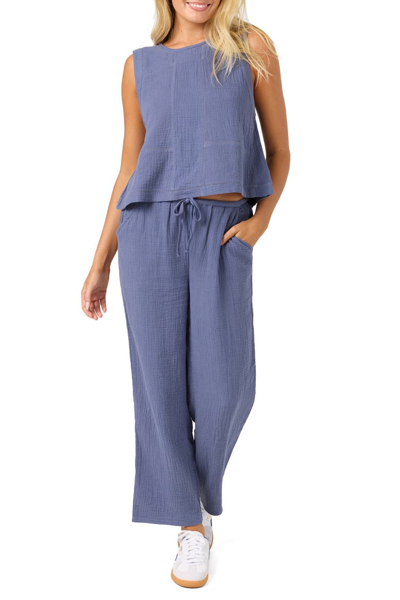 Tasia Cotton Gauze Tank, Alternate, color, NIGHTSHADOW BLUE