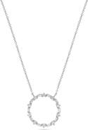 Ancona Fine Jewelry Baguette & Round Diamond Circle Pendant Necklace in 14K White Gold