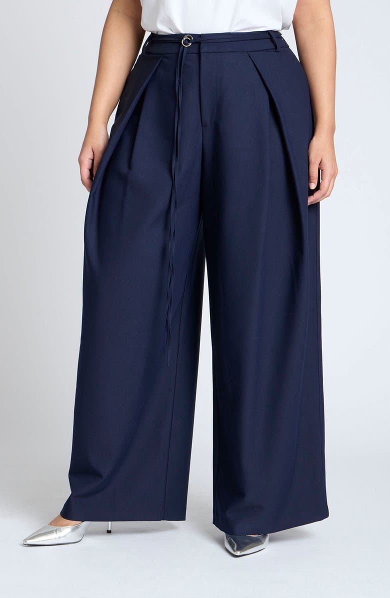 ELOQUII Pleated Wide Leg Pants, Main, color,