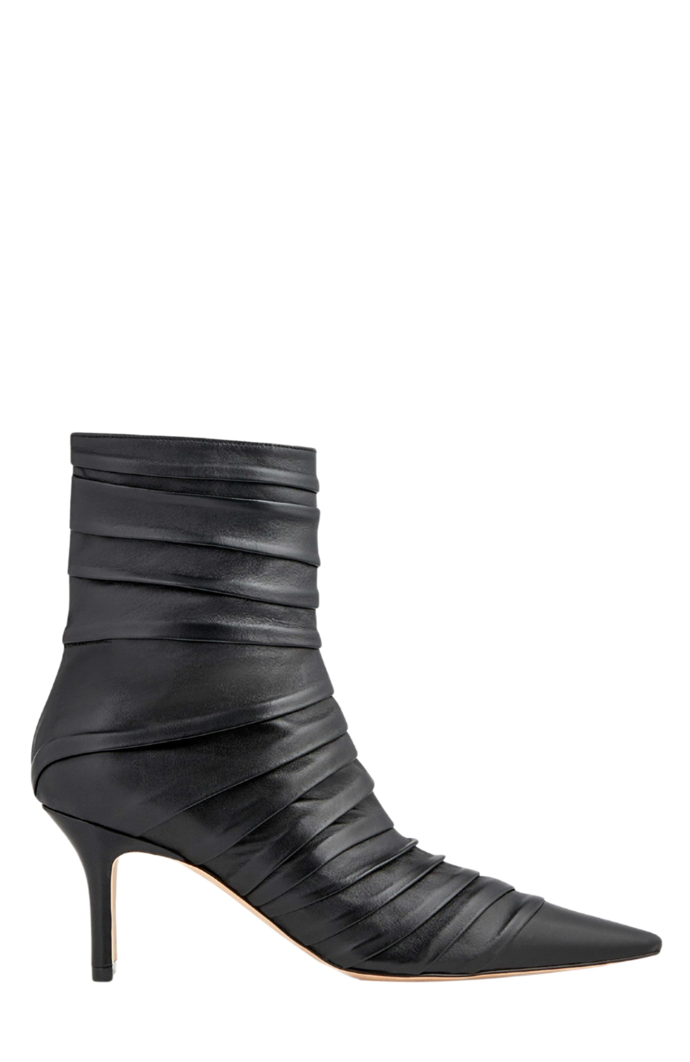Neil J. Rodgers Plisse Ankle Boot, Main, color, Black Nappa