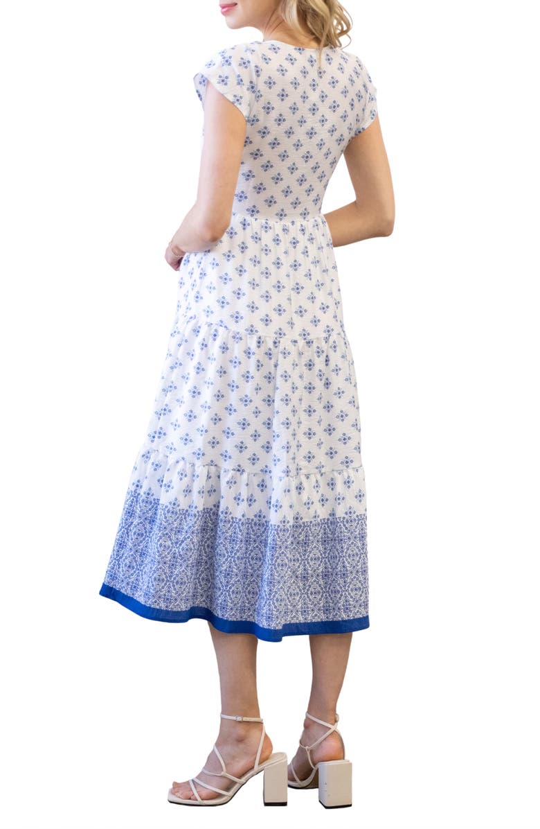 Blu Pepper Geo Print Button-Up Midi Dress, Alternate, color, Blue