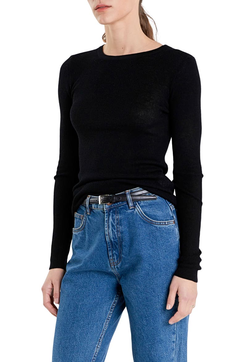 Crewneck Sweater, Alternate, color, BLACK