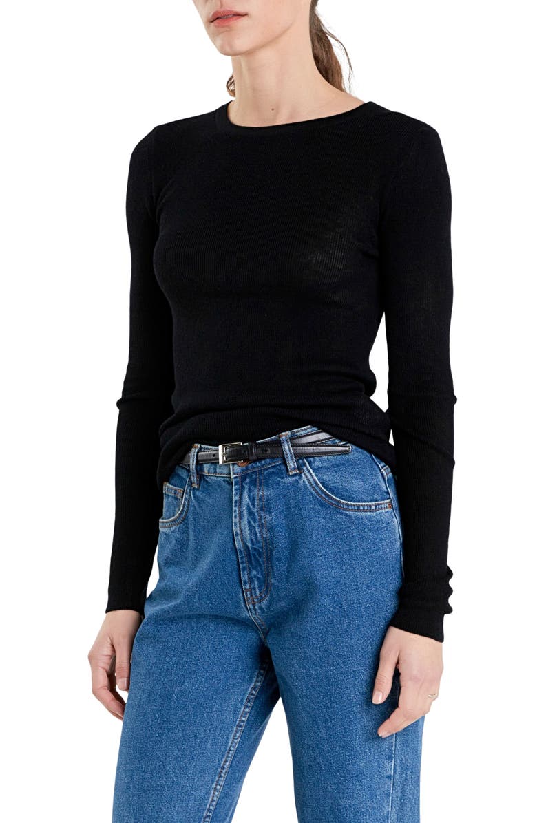 English Factory Crewneck Sweater, Alternate, color, Black