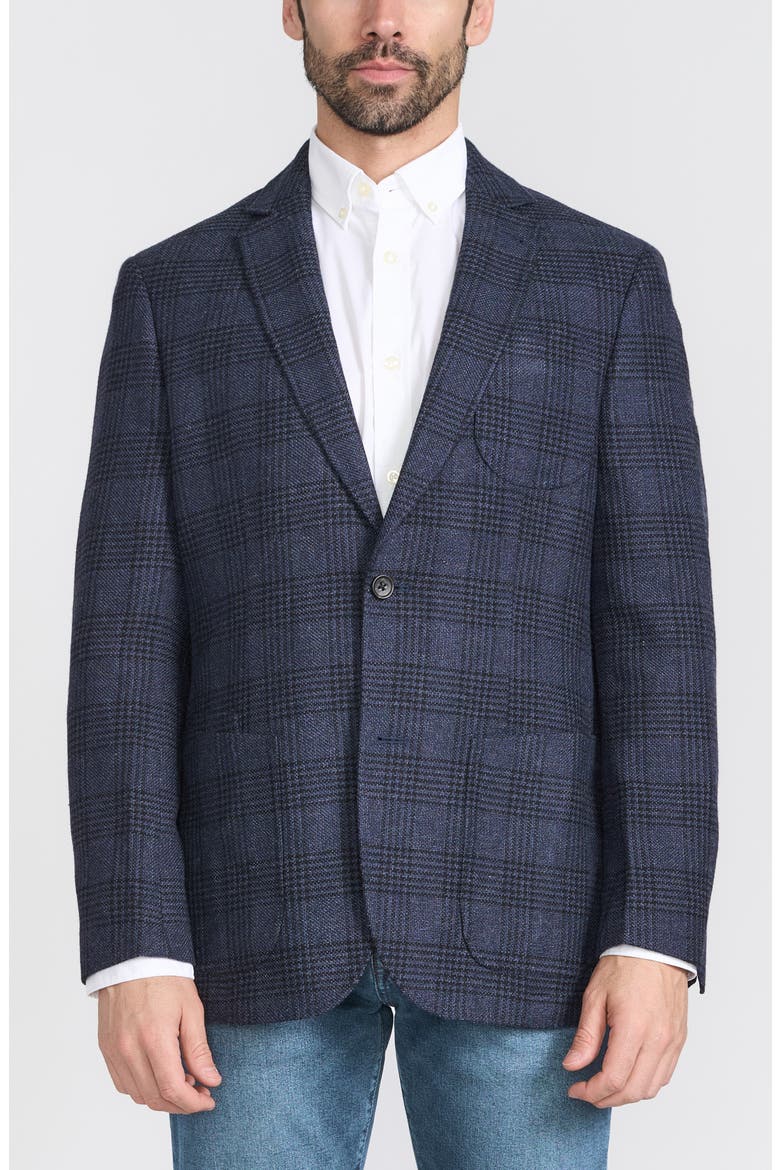 Plaid Wool Blend Sport Coat, Main, color, BLUE